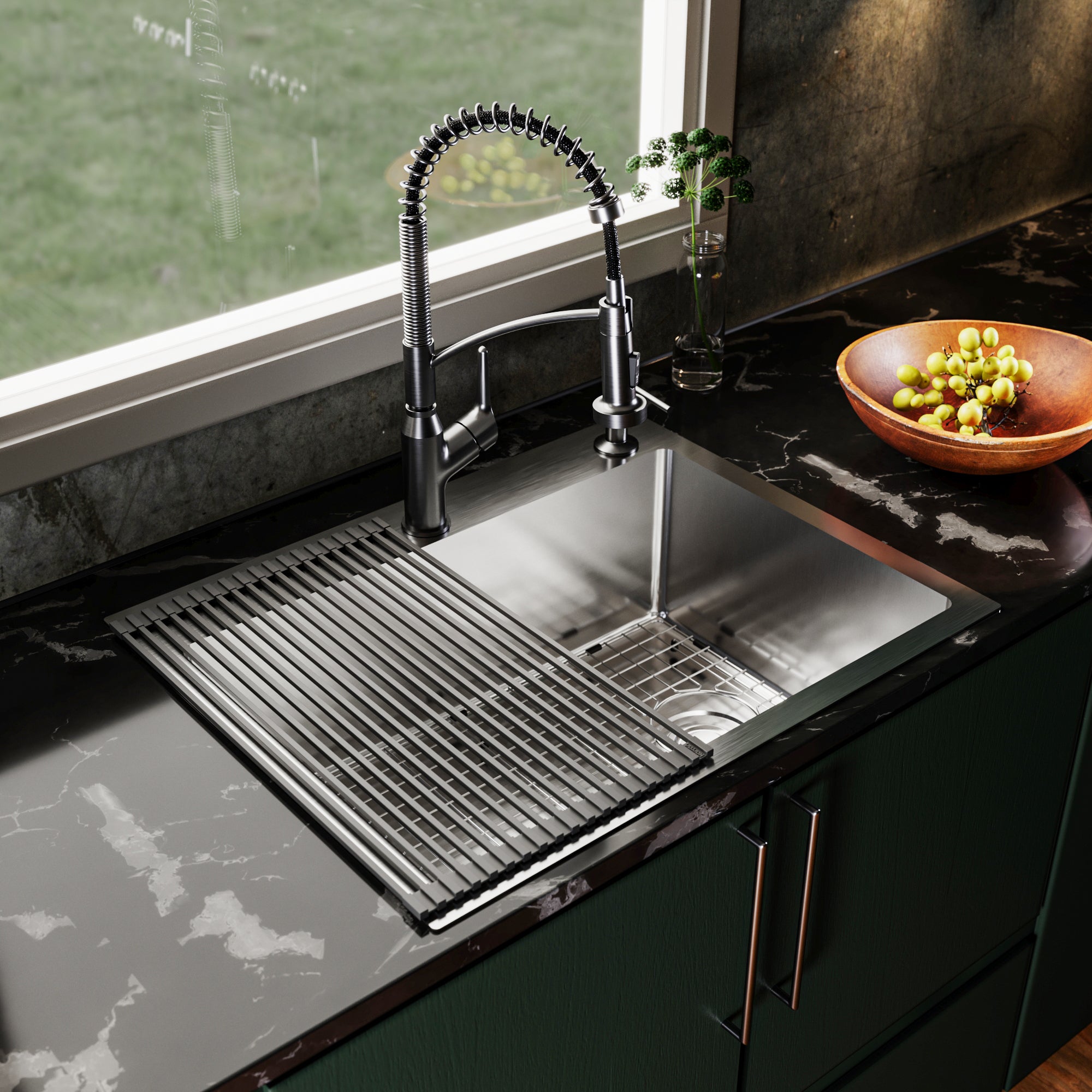 Alternate Image for Karran Fusion 28" Drop In/Topmount Stainless Steel Kitchen Sink with Accessories, 16 Gauge, TMSB2831-PK1