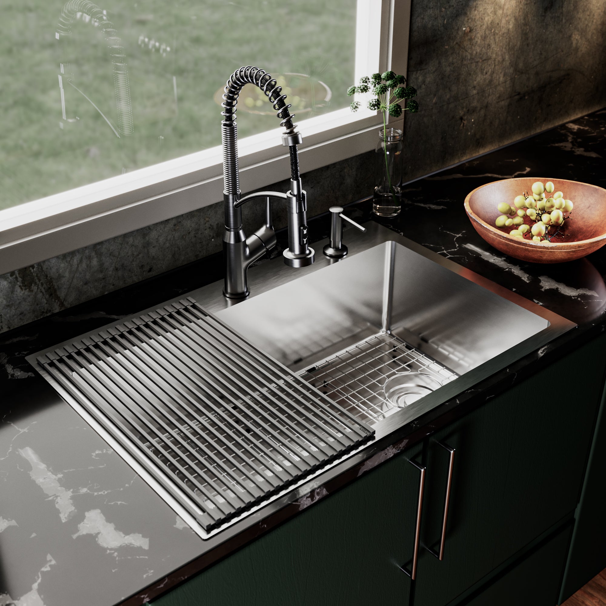 Alternate Image for Karran Fusion 33" Drop In/Topmount Stainless Steel Kitchen Sink with Accessories, 16 Gauge, TMSB3331-PK1