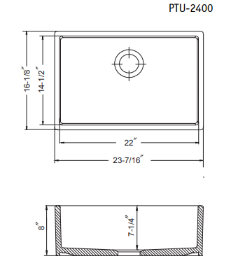 Alternate Image for Houzer 23" Fireclay Undermount Single Bowl Kitchen Sink, Biscuit, Platus Series, PTU-2400 BQ
