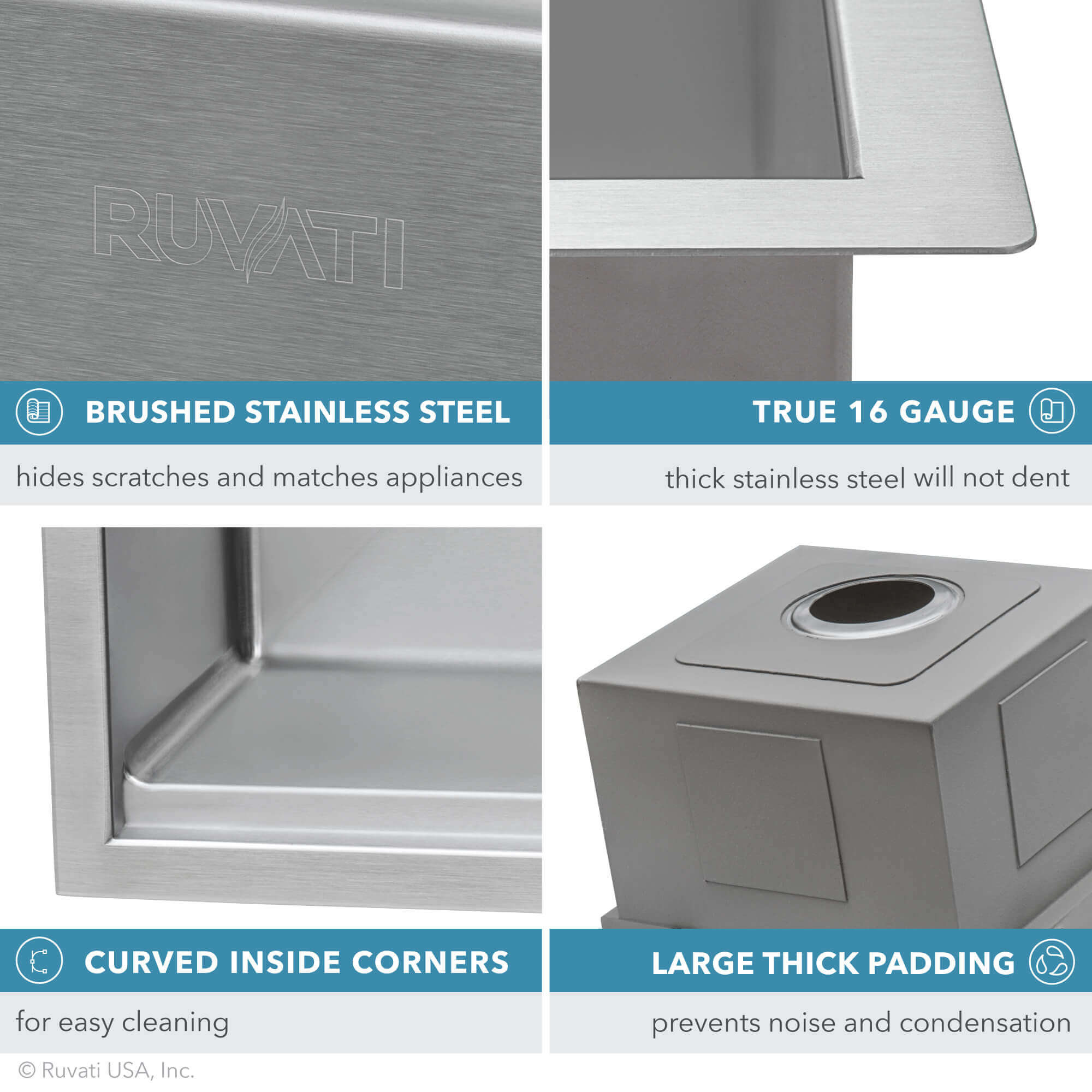 Alternate Image for Ruvati Verona 33" Stainless Steel Workstation Apron-front Farmhouse Sink, 60/40 Low Divide Double Bowl, 16 Gauge, RVH9201