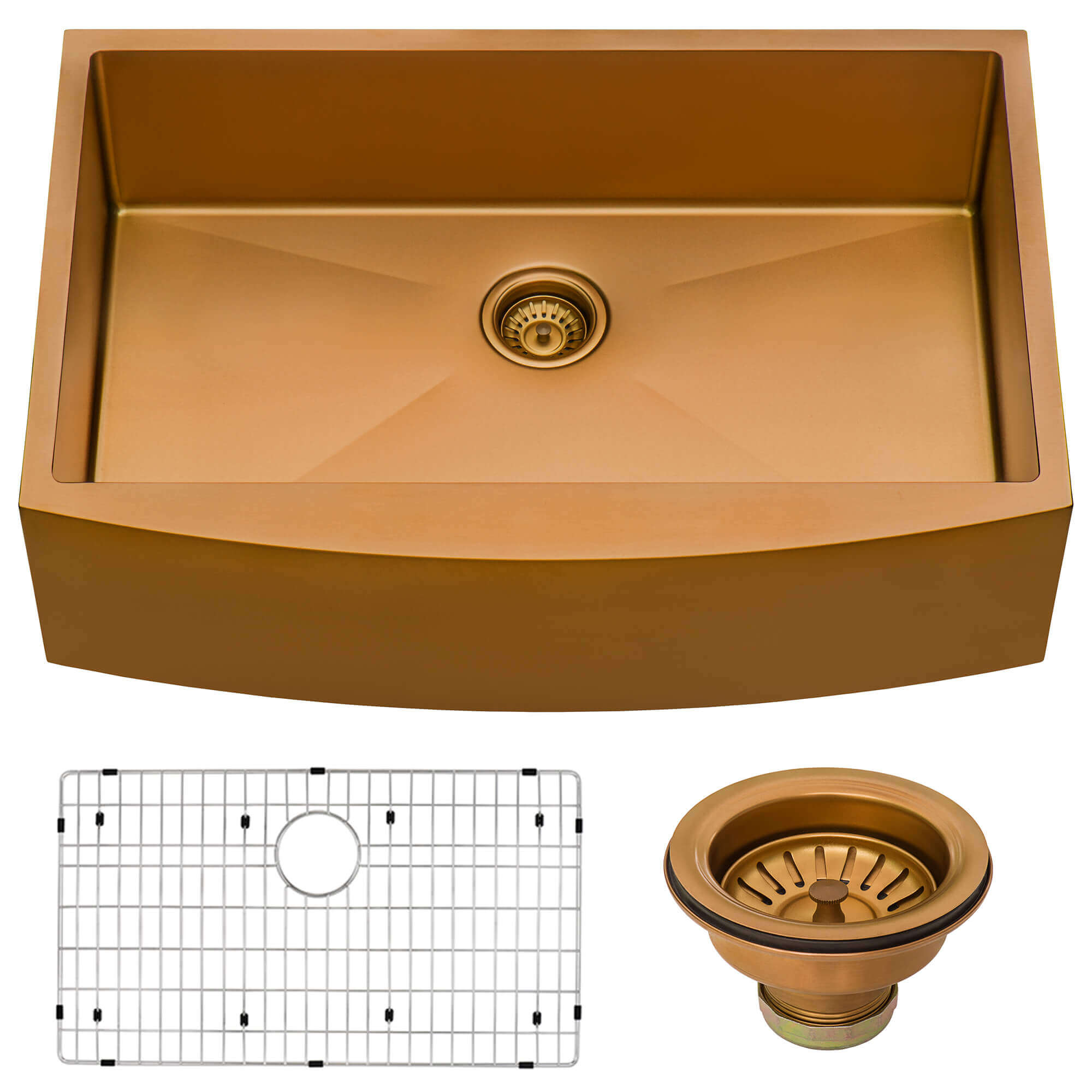 Alternate Image for Ruvati Terraza 33" Stainless Steel Apron-front Farmhouse Sink, Copper Tone Matte Bronze, 16 Gauge, RVH9733CP
