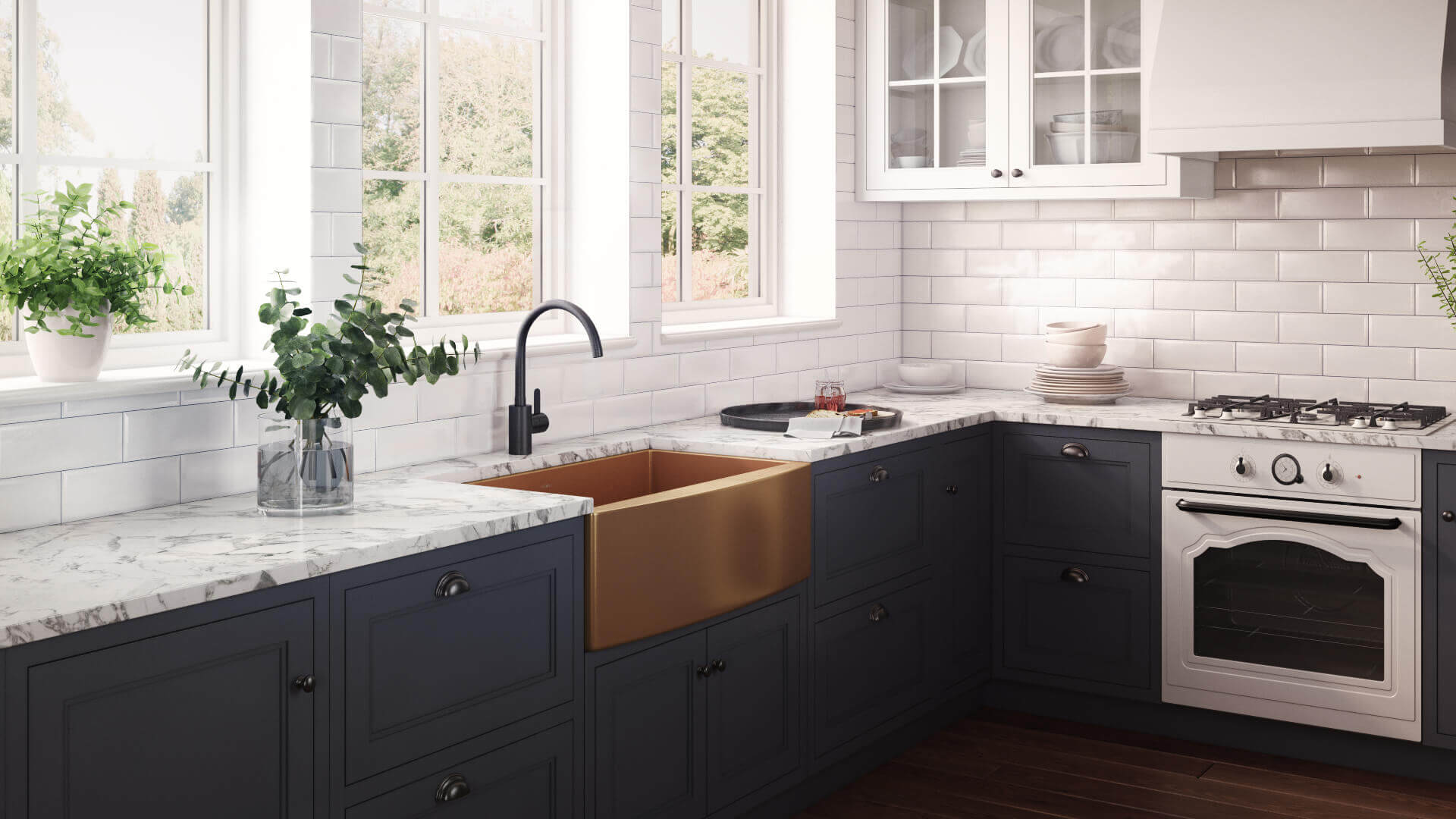 Alternate Image for Ruvati Terraza 33" Stainless Steel Apron-front Farmhouse Sink, Copper Tone Matte Bronze, 16 Gauge, RVH9733CP