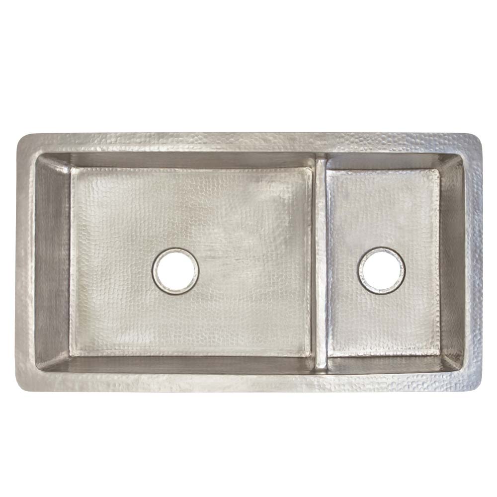 Alternate Image for Native Trails Cocina Duet Pro 40" Nickel Kitchen Sink, 60/40 Double Bowl, Brushed Nickel, CPK577