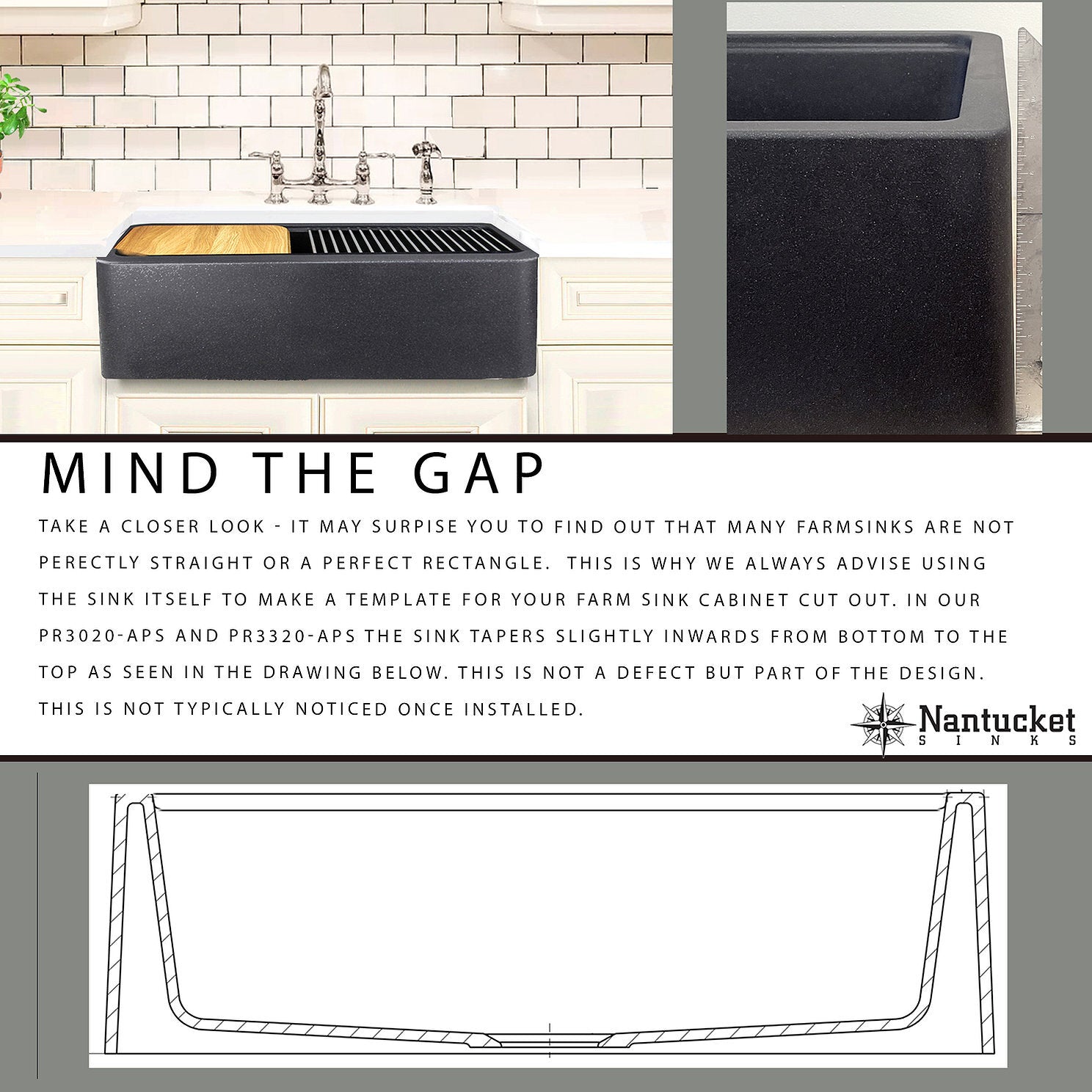 Alternate Image for Nantucket Sinks Rockport 30" Granite Composite Workstation Farmhouse Sink with Accessories, Black, PR3020-APS-BL