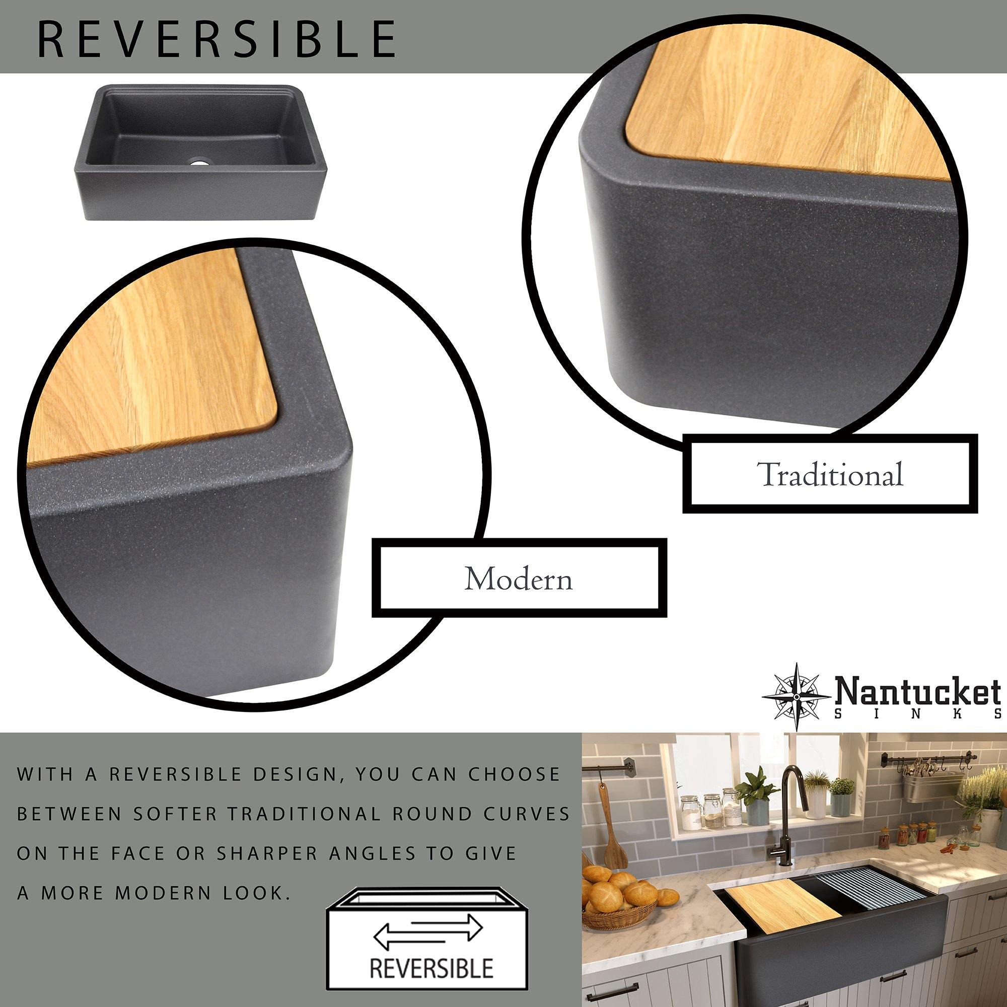Alternate Image for Nantucket Sinks Rockport 30" Granite Composite Workstation Farmhouse Sink with Accessories, Black, PR3020-APS-BL