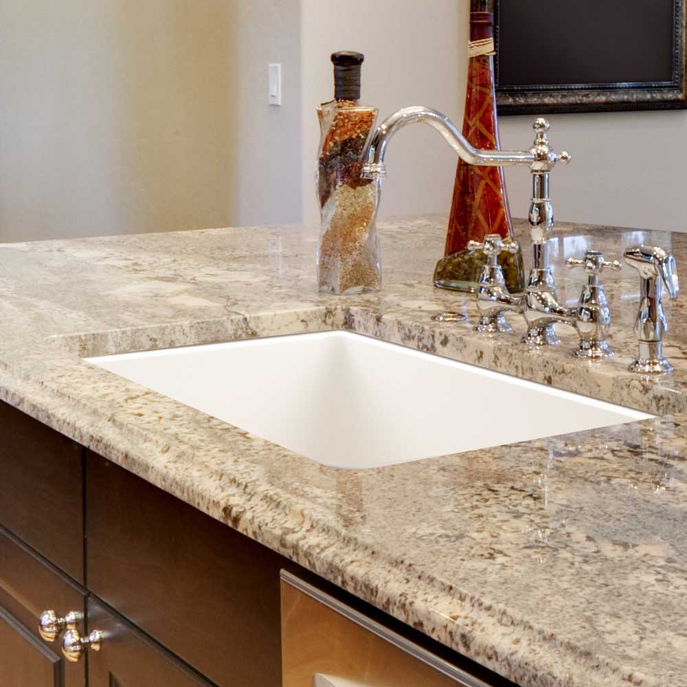 Alternate Image for Houzer 23" Fireclay Undermount Single Bowl Kitchen Sink, Biscuit, Platus Series, PTU-2400 BQ