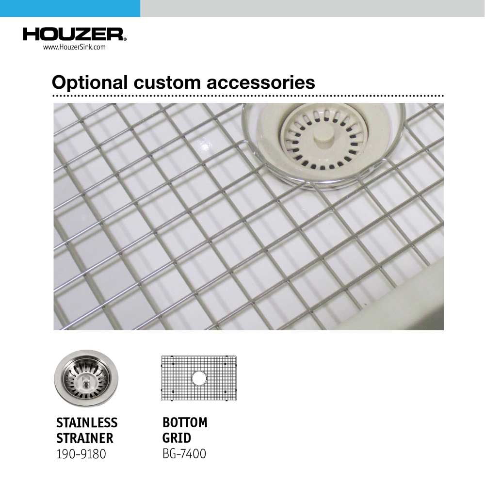 Alternate Image for Houzer 23" Fireclay Undermount Single Bowl Kitchen Sink, Biscuit, Platus Series, PTU-2400 BQ